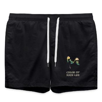 Colorful sneakers in retro style - Swim Trunks - black - Front - AI Model Male 185 light (185cm)