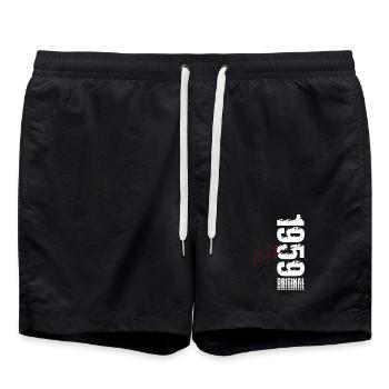 66. Geburtstag Original Oktober Jahrgang 1959 - Badeshorts - Schwarz - Vorne - AI Model Male 185 light (185cm)