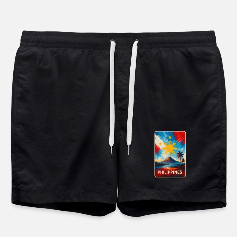 Philippines Flags Design - Swim Trunks - black