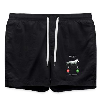 My_Horse Is Calling and I must Go Funny Horse - Swim Trunks - black - Front - AI Model Male 185 light (185cm)