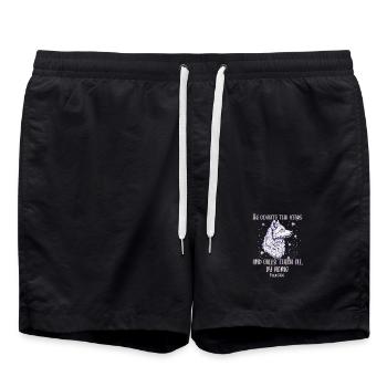 Verset biblique Religieux chrétien - Short de bain - noir - Devant - AI Model Male 185 light (185cm)