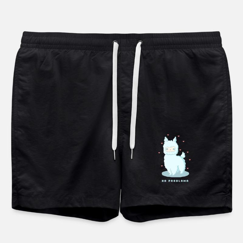 No Problama – Funny Llama Design - Swim Trunks - black