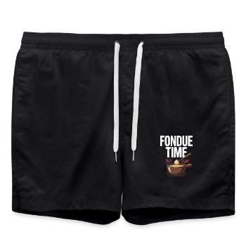 Fonduezeit Käse Fondue Liebhaber Spaß Design - Badeshorts - Schwarz - Vorne - AI Model Male 185 light (185cm)
