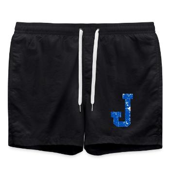 Retro Sport J Letter - Swim Trunks - black - Front - AI Model Male 185 light (185cm)