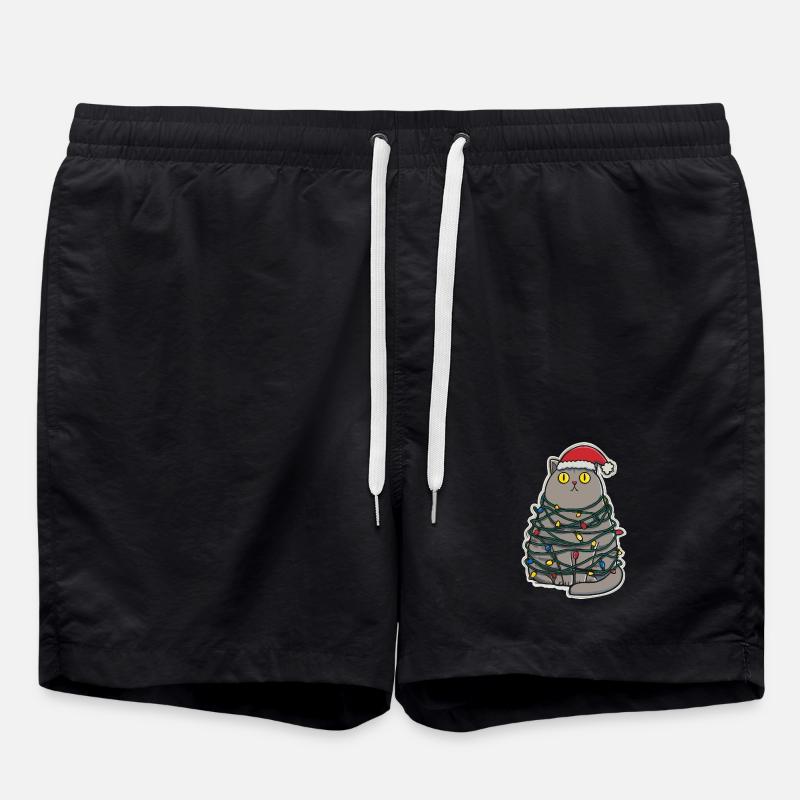 Clumsy Cat Christmas - Swim Trunks - black
