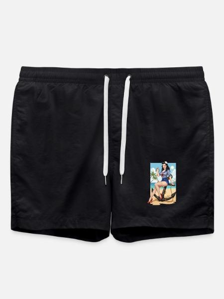 Beach sailor pinup - Swim Trunks - black