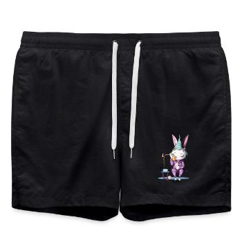 Unicorn in Pyjamas Coffee Magic - Swim Trunks - black - Front - AI Model Male 185 light (185cm)