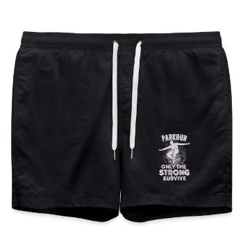 Parkour Only The Strong Survive - Swim Trunks - black - Front - AI Model Male 185 light (185cm)