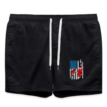 Patriotic Koi Fish USA Flag Pond Life Pride - Badeshorts - Schwarz - Vorne - AI Model Male 185 light (185cm)