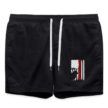 Border Collie Grandma American Flag Patriotic - Swim Trunks - black - Front - AI Model Male 185 light (185cm)