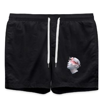 Zerfallender Kopf, innere Gedanken als Trümmer - Badeshorts - Schwarz - Vorne - AI Model Male 185 light (185cm)