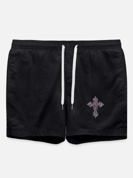 Cruciform Tribal Gradient Cross - Swim Trunks - black