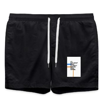 Ideas Happen – Reduziertes Typo Design - Badeshorts - Schwarz - Vorne - AI Model Male 185 light (185cm)