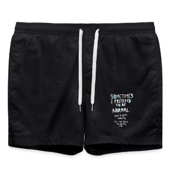 Pretend to be normal - Swim Trunks - black - Front - AI Model Male 185 light (185cm)