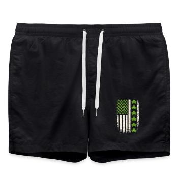 Irish Shamrock American Flag - Swim Trunks - black - Front - AI Model Male 185 light (185cm)