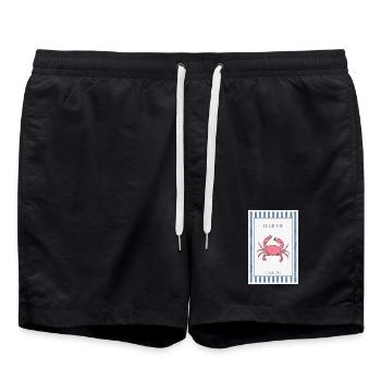 Le Crabe Club Französisches Krabben Poster - Badeshorts - Schwarz - Vorne - AI Model Male 185 light (185cm)