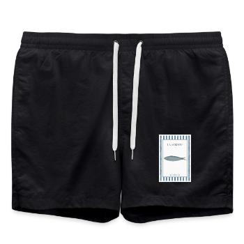 La Sardine Club Vintage Fish Poster Style - Swim Trunks - black - Front - AI Model Male 185 light (185cm)