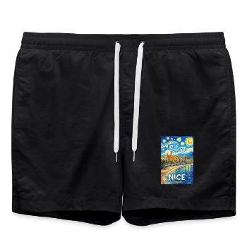 Nice, France - Swim Trunks - black - Front - AI Model Male 185 light (185cm)
