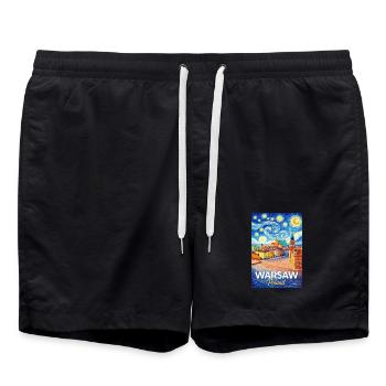 Varsovie, Pologne - Short de bain - noir - Devant - AI Model Male 185 light (185cm)