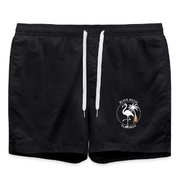 Black Metal Flamingo - Gothique Métal Flamant Rose - Short de bain - noir - Devant - AI Model Male 185 light (185cm)