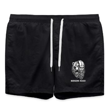 Wikinger Berserk Rage Bear Krieger Nordisches Maskottchen - Badeshorts - Schwarz - Vorne - AI Model Male 185 light (185cm)