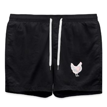 Peinture aquarelle de poule poule - Short de bain - noir - Devant - AI Model Male 185 light (185cm)