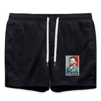Van Gogh Pop Portrait Dual Tone - Swim Trunks - black - Front - AI Model Male 185 light (185cm)