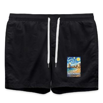 Mogadishu Somalia Starry Night - Swim Trunks - black - Front - AI Model Male 185 light (185cm)