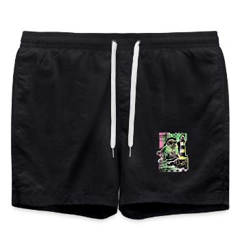 Coole Robbe Nordsee Ostsee - Badeshorts - Schwarz - Vorne - AI Model Male 185 light (185cm)