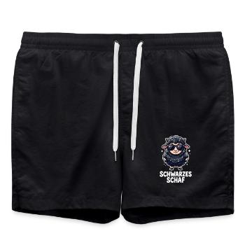 Schwarzes Schaf Lustiges Cooles Motiv - Badeshorts - Schwarz - Vorne - AI Model Male 185 light (185cm)