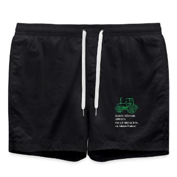 Echte Männer fahren Traktor - Landwirt Bauer Spruc - Badeshorts - Schwarz - Vorne - AI Model Male 185 light (185cm)
