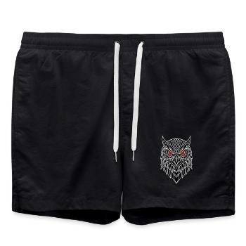 Uhu-Rotauge-Totem - Badeshorts - Schwarz - Vorne - AI Model Male 185 light (185cm)