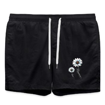 Daisy Motive: Love & Happiness - Badeshorts - Schwarz - Vorne - AI Model Male 185 light (185cm)