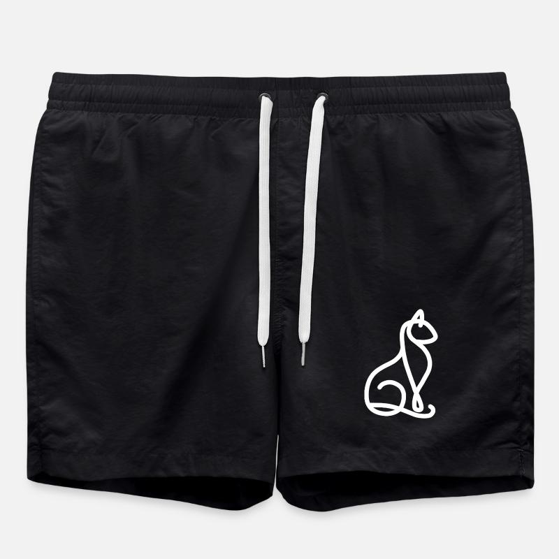 Minimalistische Katze - Badeshorts - Schwarz