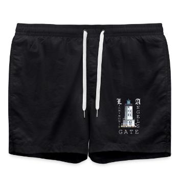 Los Angeles, dessin à la main du phare Angels Gate - Short de bain - noir - Devant - AI Model Male 185 light (185cm)