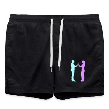 People Group Silhouette Friends Team Together - Swim Trunks - black - Front - AI Model Male 185 light (185cm)