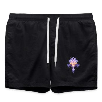 Décor floral lumineux abstrait de la fleur d’iris - Short de bain - noir - Devant - AI Model Male 185 light (185cm)