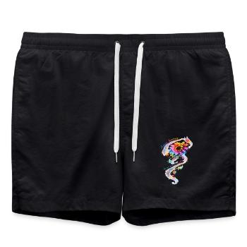 Autismus-Bewusstsein-Sonnenblume - Badeshorts - Schwarz - Vorne - AI Model Male 185 light (185cm)