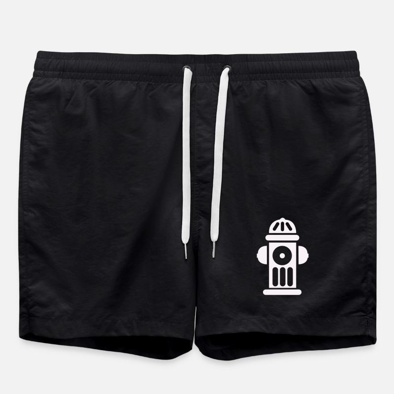 Fire Hydrant Silhouette Line Minimal - Swim Trunks - black