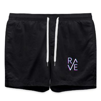 Rave Techno Festival Neon Party - Badeshorts - Schwarz - Vorne - AI Model Male 185 light (185cm)