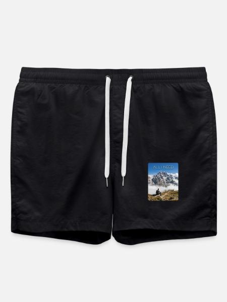 ALL I NEED – Mountain, Hiking, Passion! - Swim Trunks - black
