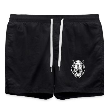 Rhinoceros Wild Maskottchen Logo Sport Gaming - Badeshorts - Schwarz - Vorne - AI Model Male 185 light (185cm)