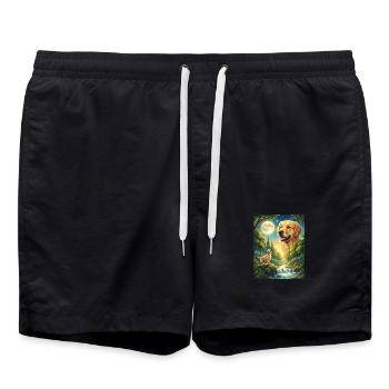 Hurler vers le mème de la lune Chien animal Labrador - Short de bain - noir - Devant - AI Model Male 185 light (185cm)