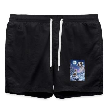 Howling to the Moon American Bulldog - Swim Trunks - black - Front - AI Model Male 185 light (185cm)