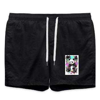 Panda - Badeshorts - Schwarz - Vorne - AI Model Male 185 light (185cm)