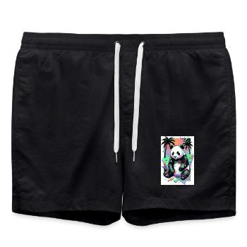 Panda - Badeshorts - Schwarz - Vorne - AI Model Male 185 light (185cm)