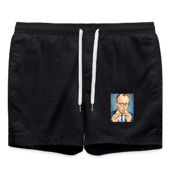 #mehrzweckeier - Badeshorts - Schwarz - Vorne - AI Model Male 185 light (185cm)