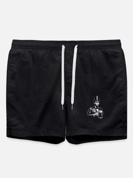 Abraham Lincoln trinkt Bier - Badeshorts - Schwarz