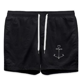 Ancre avec cœur dans un style minimaliste - Short de bain - noir - Devant - AI Model Male 185 light (185cm)