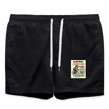 Faultier auf Fahrrad - Badeshorts - Schwarz - Vorne - AI Model Male 185 light (185cm)